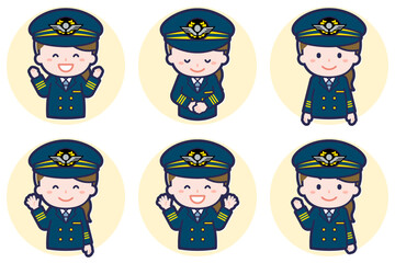 パイロットの女性のポーズセット_02