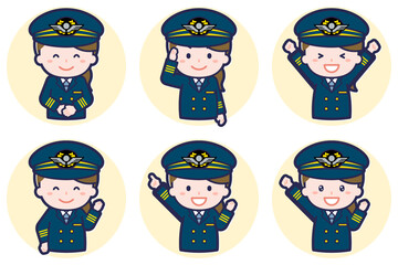 パイロットの女性のポーズセット_01