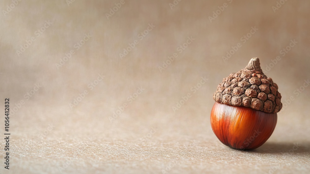 Poster plain background with a small acorn and space for a message.
