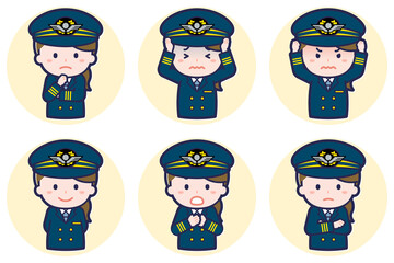 パイロットの女性のポーズセット_05