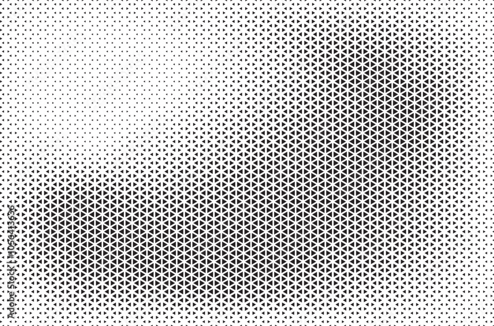 Aufkleber Black and White Triangle Dots Background. Halftone Effect Gradient Backdrop. Grunge Halftone Background with dots