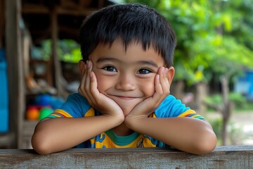 Person blushing and covering their face with a playful smile after being complimented, capturing the mix of humility and happiness, symbolizing innocence and joy