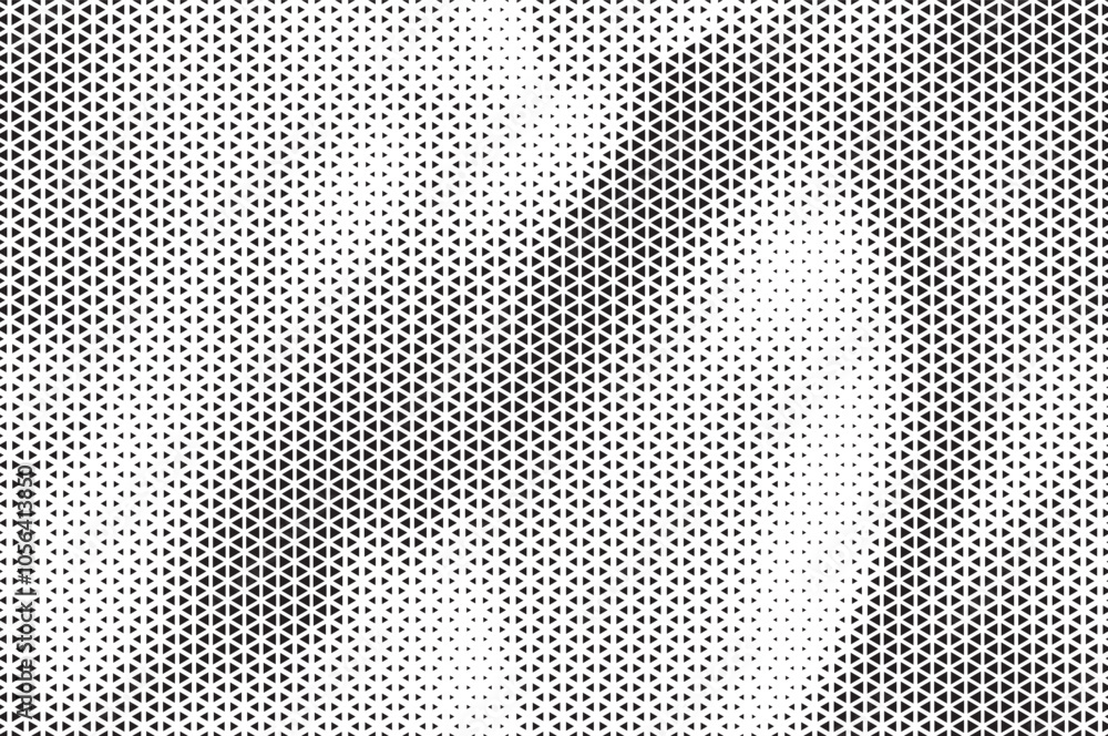 Aufkleber Black and White Triangle Dots Background. Halftone Effect Gradient Backdrop. Grunge Halftone Background with dots