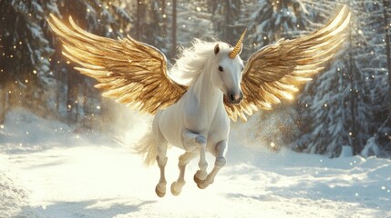 A Majestic Unicorn With Golden Wings