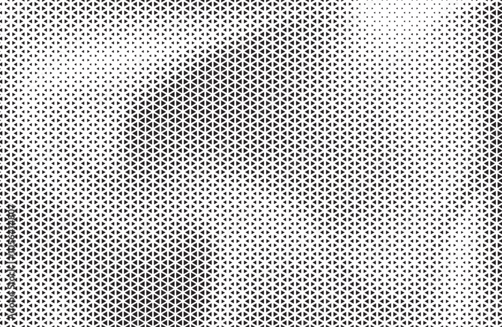 Aufkleber Black and White Triangle Dots Background. Halftone Effect Gradient Backdrop. Grunge Halftone Background with dots