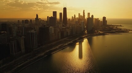 Chicago Skyline Sunset