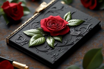 Vintage-style illustration of a person writing a love note in a notebook with classic fonts and soft hues, capturing the nostalgia of a crush, symbolizing charm and simplicity