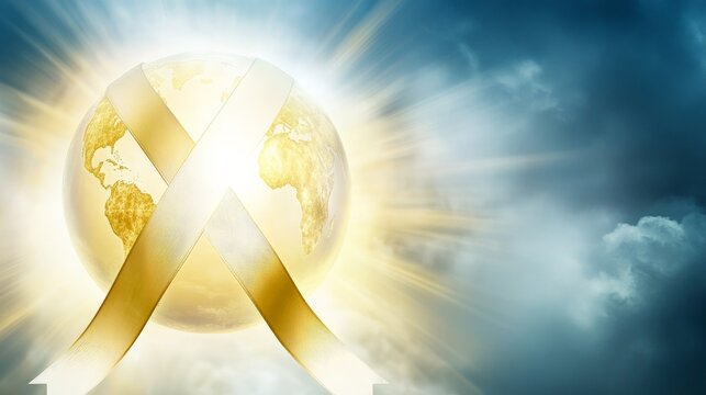 Globe Encircled by Ribbon of Peace and Hopeful Light