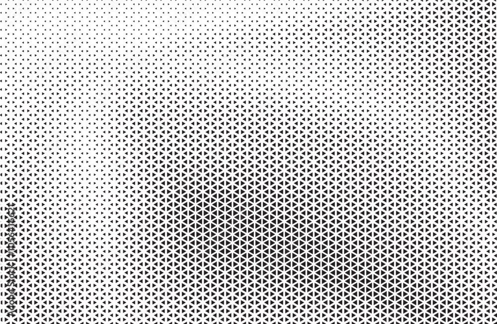 Aufkleber Black and White Triangle Dots Background. Halftone Effect Gradient Backdrop. Grunge Halftone Background with dots