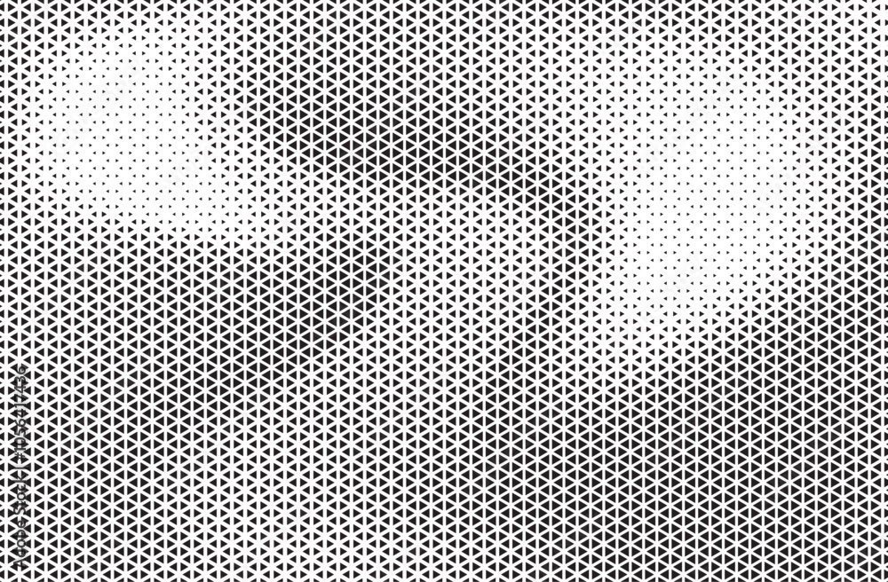 Aufkleber Black and White Triangle Dots Background. Halftone Effect Gradient Backdrop. Grunge Halftone Background with dots