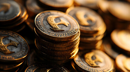 Golden Coins Stacked - 3D Illustration