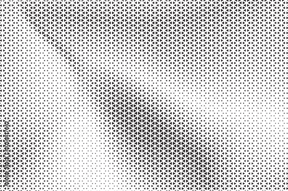 Aufkleber Black and White Triangle Dots Background. Halftone Effect Gradient Backdrop. Grunge Halftone Background with dots