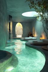Surreal spa setting for a whimsical relaxation experience.