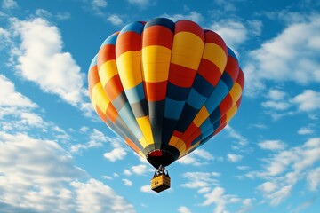 Obraz premium a 2D cartoon illustration of a hot air balloon lifting off colorful and majestic white background