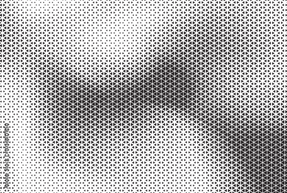 Aufkleber Black and White Triangle Dots Background. Halftone Effect Gradient Backdrop. Grunge Halftone Background with dots