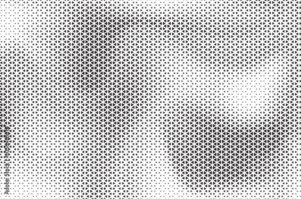 Aufkleber Black and White Triangle Dots Background. Halftone Effect Gradient Backdrop. Grunge Halftone Background with dots