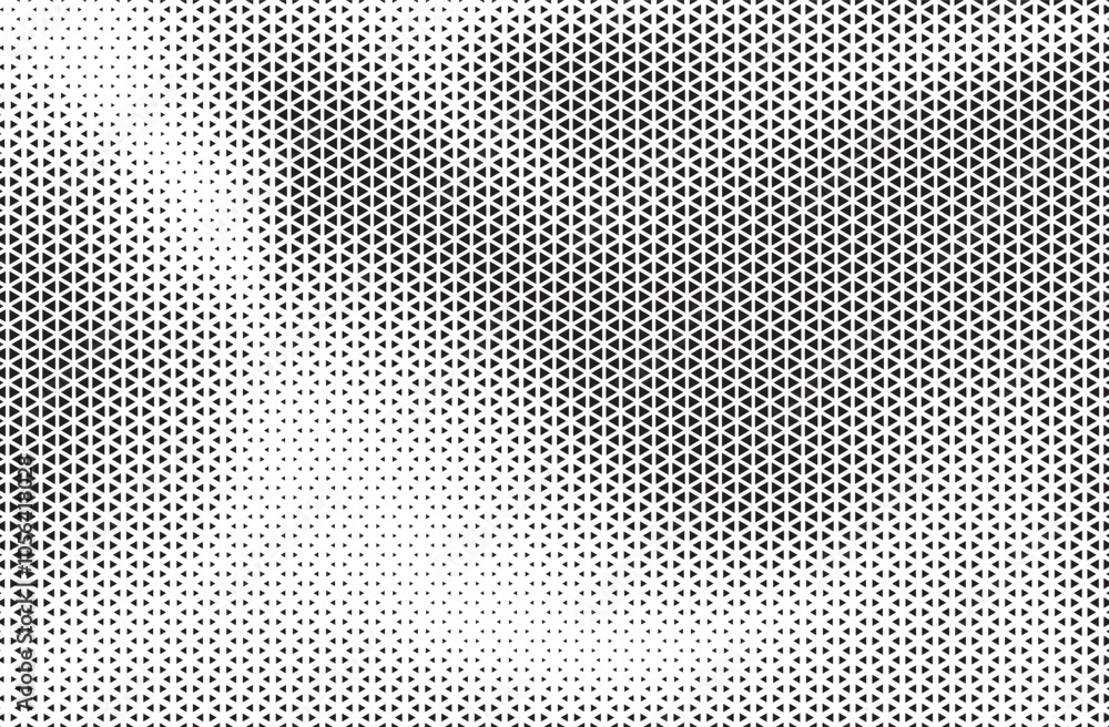 Aufkleber Black and White Triangle Dots Background. Halftone Effect Gradient Backdrop. Grunge Halftone Background with dots