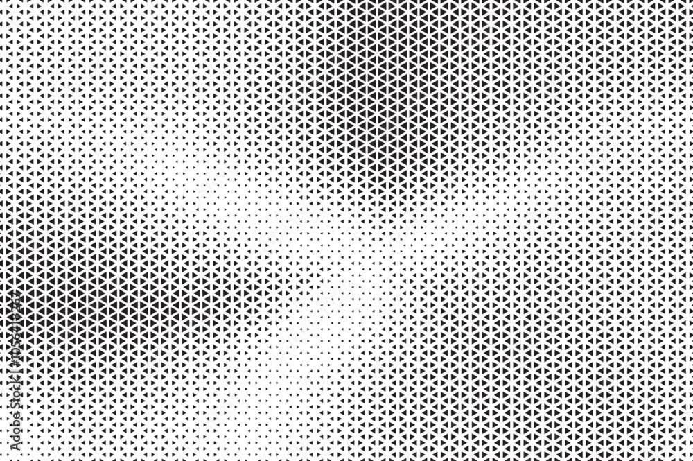 Aufkleber Black and White Triangle Dots Background. Halftone Effect Gradient Backdrop. Grunge Halftone Background with dots