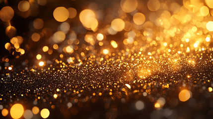 Golden Glitter Abstract Background with Blurred Lights