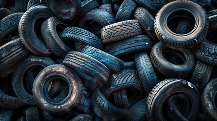 Pile of old tires stacked up