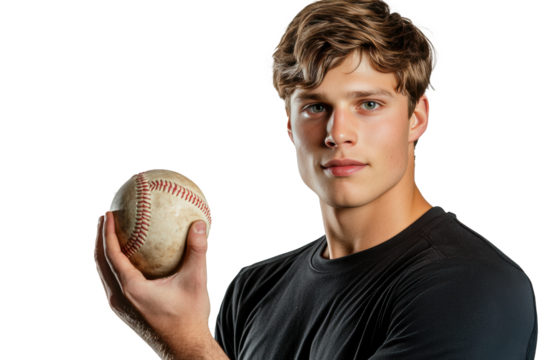 Dynamic portrait of young man as softball player