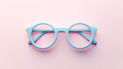 Fototapeta premium シンプルな水色のフレームの眼鏡の3Dイラスト