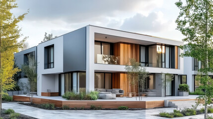 White Modern houses. Residential architecture exterior