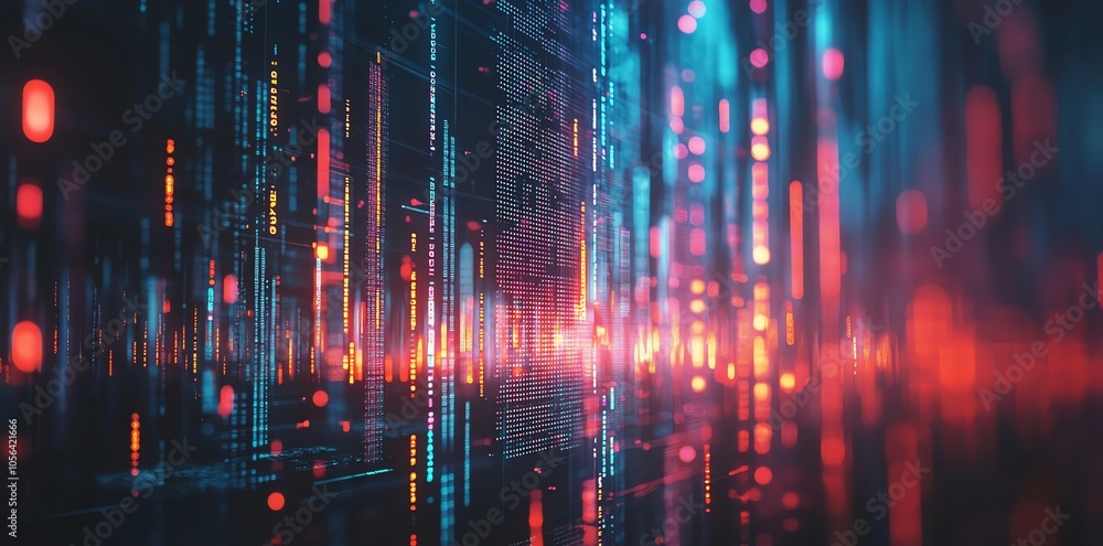 Aufkleber Abstract digital background with blurred colorful lines and lights.