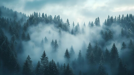 Misty Forest Landscape - A Dreamy Winter Scene