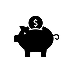 Piggy bank with Dollar coins. Icon for design. Easy to edit