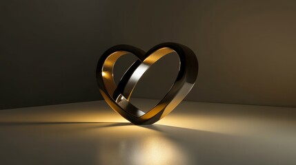 Minimalist Heart Design with Intertwined Wedding Rings