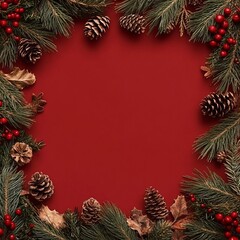 Christmas ans New Year seasonal social media background design in square with blank space for text.