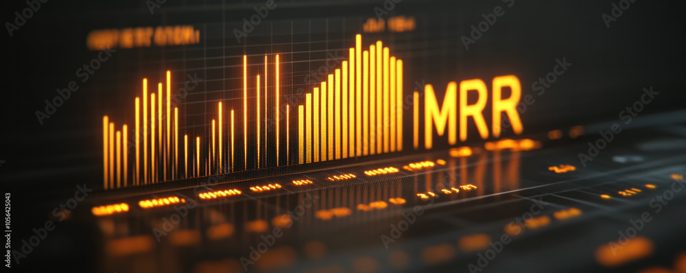 Poster a graph with the letters m, r, and r on it. the graph is orange and has a lot of lines