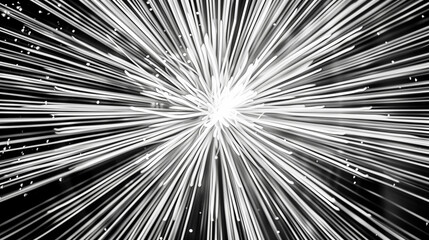 Obraz premium Dynamic light burst effect in black and white with radial motion lines