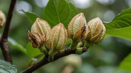 Close-Up of Delicate Flower Buds on a Branch