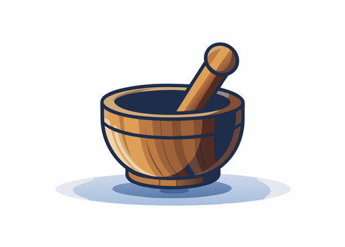 recommend clip art: Wooden mortar isolated on white background