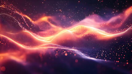 Fototapeta premium Abstract 3D Background with Wavy Lines and Glowing Lights