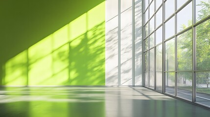 interior of modern building with Room for shooting with green screen