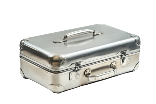 PNG Image of Silver travel suitcase