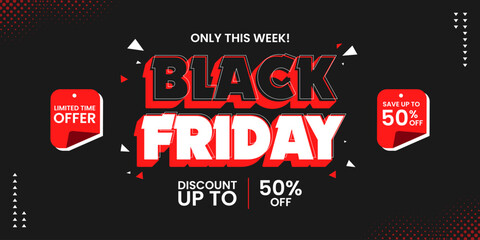 Black friday sale banner template background. Black friday special offer banner for social media or web banner. Super sale promotion for black friday sale