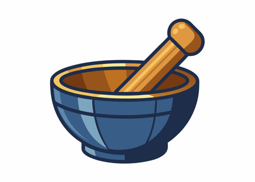 recommend clip art: Wooden mortar isolated on white background