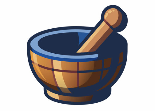 recommend clip art: Wooden mortar isolated on white background