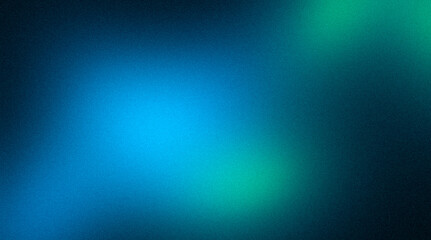 Grainy gradient background blue green abstract glowing color wave black dark backdrop, noise texture banner poster header design, copy space