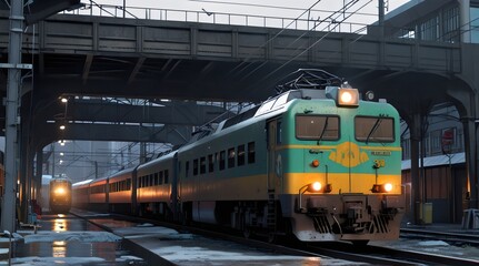 Fototapeta premium festive winter train scene