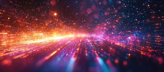 Abstract background with bright colors and twinkling lights.