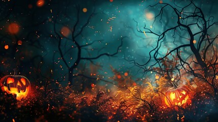 Spooktacular Halloween Scene: Creative Background Illustration for Holiday Celebrations