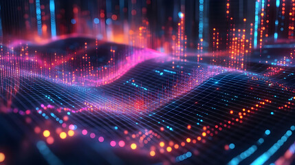 Abstract 3D Background with Grid and Lights