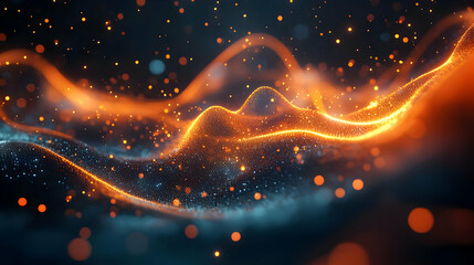 Abstract 3D Orange and Blue Particles Background