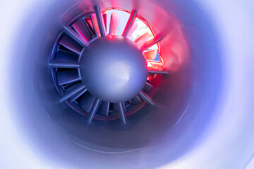 Jet engine, internal structure with hydraulic,  aircraft and aerospace industry