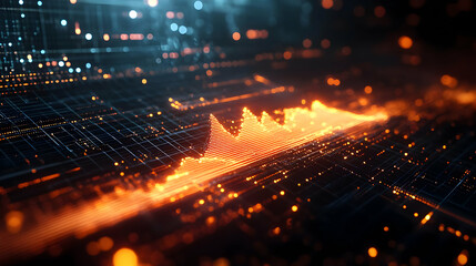 Abstract 3D Grid Background with Glowing Lines